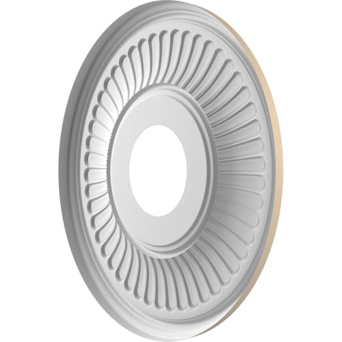 Image of Ekena Millwork 13 inchOD x 3 1 /2 inchID x 3 /4 inchP Berkshire Thermoformed PVC Ceiling Medallion (Fits Canopies up to 5 3 /4 inch), UltraCover Satin Smokey Beige