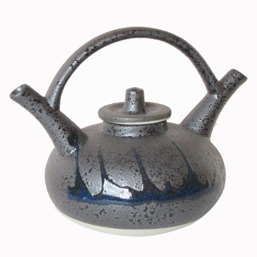 絵器彩陶 徳利 天目青流 両口燗瓶