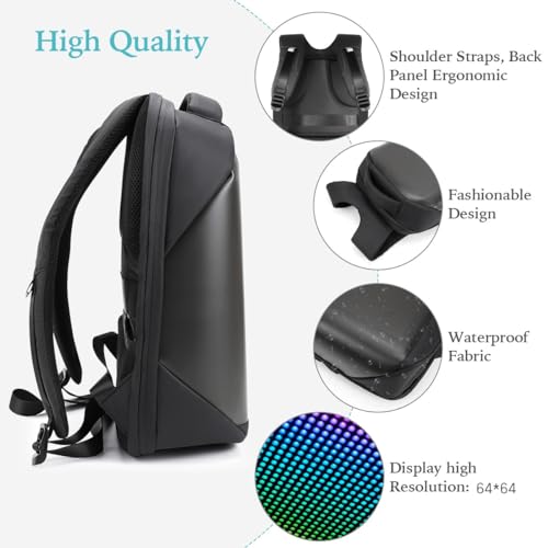 Led Backpack with Programmable Screen,HD Color Screen App Control 17 inches Laptop Backpack, Waterproof led bag, Travel, Motorcycle Backpack4
