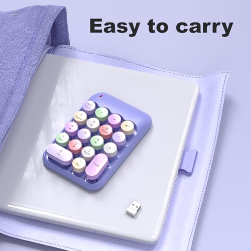 Image of MOFII Wireless Number Pads - Purple Numeric Keypad 18 Keys USB 2.4G Round Keycap Colorful Extensions Keypads, Financial Accounting Portable Numpad 10 Key for Laptop /PC /Notebook /Surface Pro