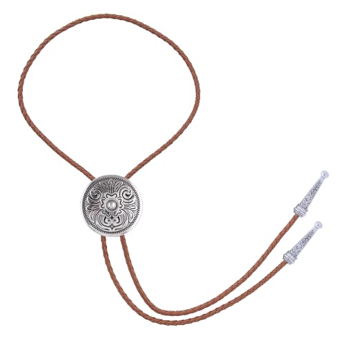 Image of GelConnie Floral Bolo Tie for Men Womens Bolo Tie Necklace Native American Black Men's Bolo Ties Western Cowboy Bolero Ties