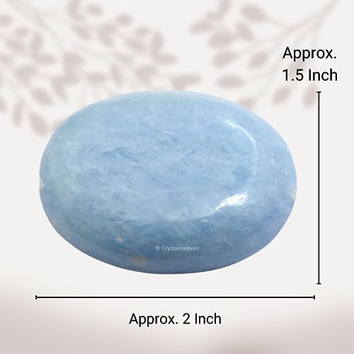 Image of Crystal Heaven Certified Blue Calcite Crystal Palm Pebbles Stones For Anxiety Stress Relief Massage - Aaa Grade Original Healing Gemstone Agate Palm Stone For Yoga Meditation Spiritual Reiki Feng Shui