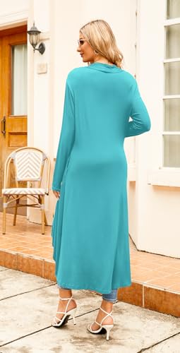 Image of Newchoice Womens Long Cardigan Summer Casual Draped Open Front Lightweight Long Sleeve Cardigan Duster with Pockets