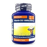 Vitamin D3 1000IU | Hochdosierte Vitamin D Tabletten für Immunsystem, Knochen & Muskeln | Vegetarisches Vitamin D Nahrungsergänzungsmittel | 365 Tabletten | 12-Monats-Vorrat