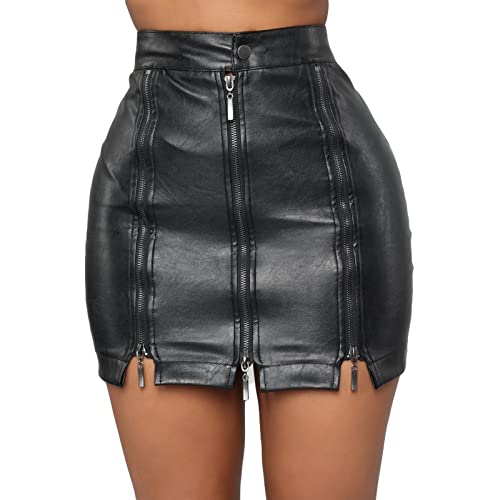 Jupe courte modèle double fermeture zip au look rock