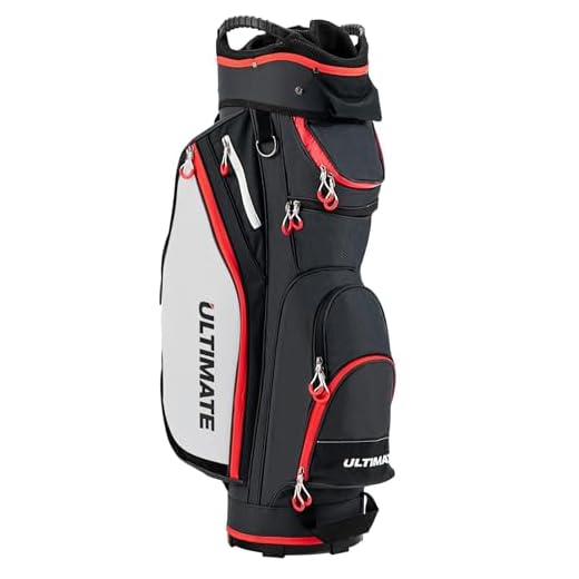 FANTASK Lightweight Golf Cart Bag, Black Golf Cart Bag with Rain Cover & 14 Compartments, Golf Cart Bag with 8 Pockets Also Used on Golf Trolley and Golf Carts