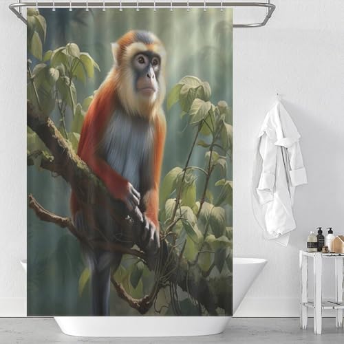 Rideau de douche singe imperméable en polyester lavable 122x183cm pour baignoire