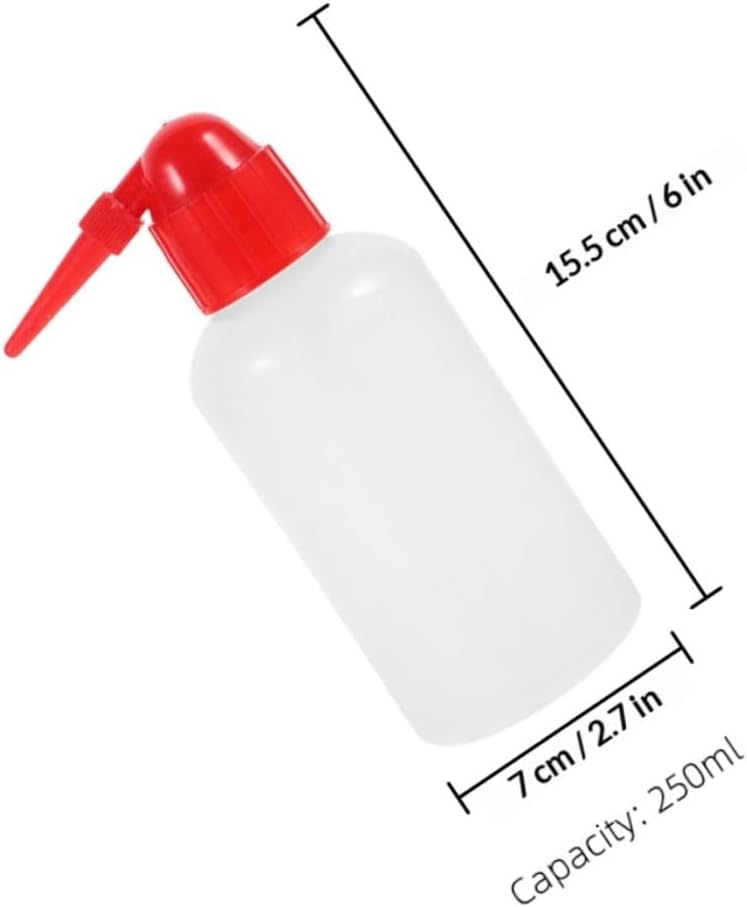 6pcs 250ml Lab Wash Bottles with Scale, Narrow Mouth Plastic Squeeze Rinse Bottles for Plant Watering, Eyelash Rinsing, and Tattoo Cleaning