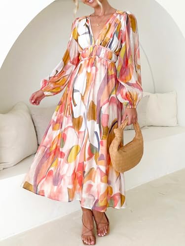 Image of Maxigerui Women's Long Sleeve Floral Maxi Dress 2026 Spring Summer Wedding Guest Dress