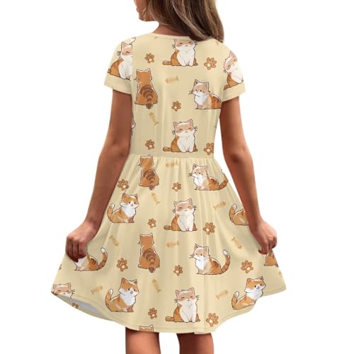 Image of Short Sleeve Dress for Girls with Pockets Cute Toddler Girl Clothes Summer 2-12