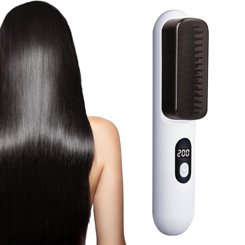 Plancha para el cabello con cepillo estilizador, bloquea la humedad y reduce el frizz, con ajuste de temperatura de 3 velocidades, ideal para viajes y regalos miniatura 5