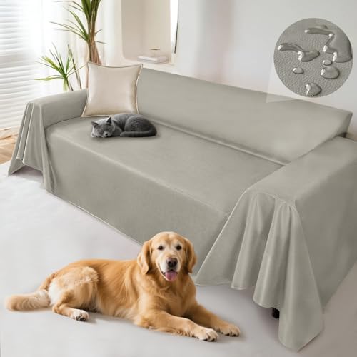 Best Pet Sofa Cover for Leather Couch: Durable Waterproof & Anti-Slip 5 Water-Resistant Faux Leather Couch Covers Blanket for Dogs, Anti-Scratch Sofa Slipcovers, Sectional Couch Covers for 2 Cushion Couch Sofa Pet Friendly, Easy-Clean, Non-Slip, 118