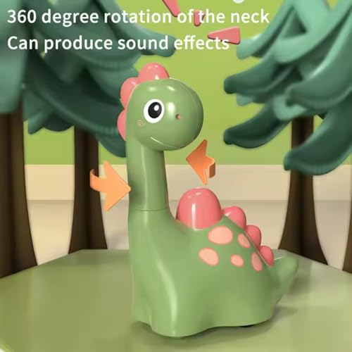 Image of Crackles Press & Go Dinosaur Toy with Twistable Head - Cute Cartoon Push and Go Dino Car for Babies & Toddlers - Friction Powered Animal Mini Toy - Multicolor - Pack of 1