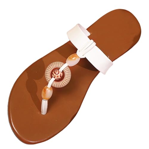 Sandalias planas de verano para mujer, de ajuste ancho, transpirables, para playa, piscina, sin espalda, para mujer, a la moda, para caminar, ortopédicas, White, 38.5 EU