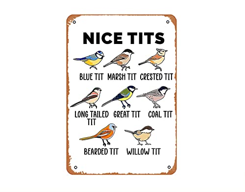 Nice Tits Poster Bird Watching Wall Art Erotic Home Decor Vertical Poster No Framed Art Print Wall Art Metal Painting 12X8 Inch Vintage Tin Sign Art Print Décor #TOP17