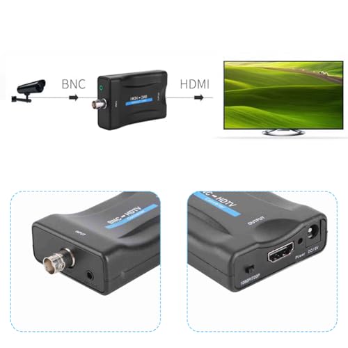 Lwuey BNC to HDMI Converter, Coax Adapter Audio Video 1080p 720p HD Output USB Cable Connector Multi Mode Analog CVBS Security Camera HD Display Interface Surveillance Monitor for PS2 PS3 PSP