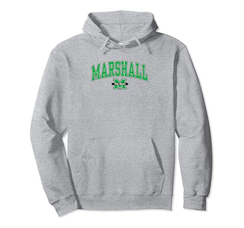 Marshall Thundering Herd Arch Over Heather Gray Pullover Hoodie
