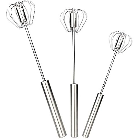 BETOY 3 Pack Kitchen Whisk,Egg Whisk, Stainless Steel Hand Push Blender for Home - Versatile Tool for Milk Frother, Hand Push Mixer Stirrer - Kitchen Utensil for Blending,Whisking, Beating & Stirring Cover