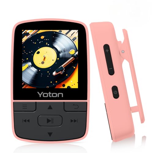 Yoton Bluetooth 5.2 MP3-Player mit Sportclip, HiFi-Klangqualität, Equalizer, Variable Abspielgeschwindigkeit, FM-Radio, Sprachaufnahme, Schrittzähler, inkl. Kopfhörer, Rosa (ohne SD-Karte)