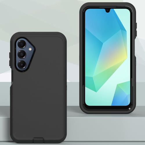 Image of Case for Galaxy A16, Heavy-Duty Tough Rugged Shockproof Drop Protective Cover Cases for Samsung Galaxy A16, Black