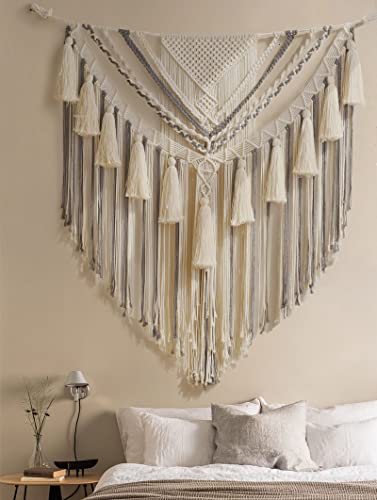 Jakalin Macrame Wall Hanging Large Macrame Wall Decor Panels Handmade Wall Art Home Living Room Bedroom Decor,47" Wx 55" L #TOP6