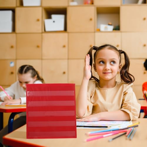 SHINEOFI Triangular Stand Desktop Pocket Chart for Classroom and Office Use, Red Double-Sided Card Display with Multiple Slots, Stable Support and Sturdy Design, for Homework and Teaching - Image 5