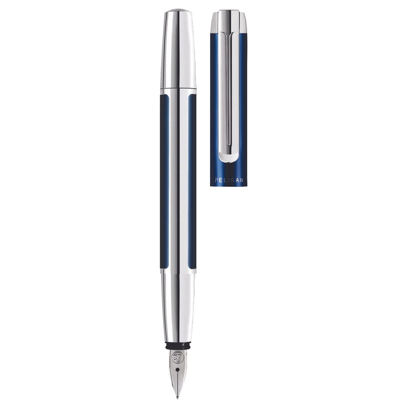 Pelikan P40 Pura ブルー&シルバー万年筆 スチール F Amazon | ペリカン P40 Pura ブルー/シルバー 万年筆 - 極細