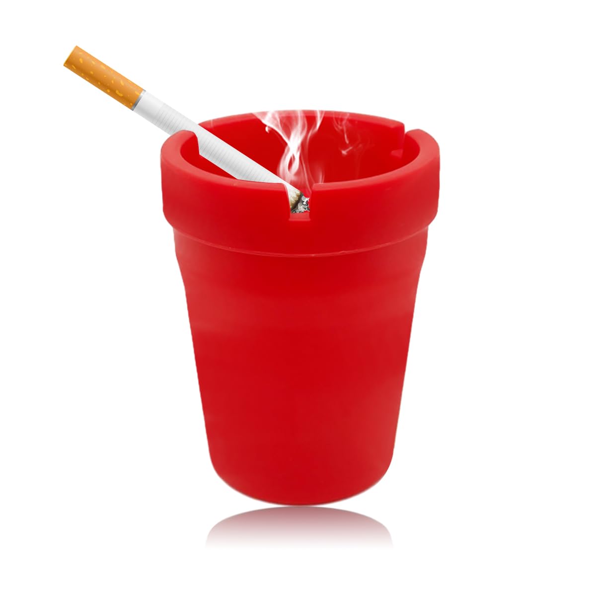 Yourkar Car Ashtray, Smokeless Smellproof Self-Extinguishing Auto Ashtray, Portable Mini Vehicle Cigarette Trash Can for Home Office, Universal Car Ashtray Fits Most Cup Holder (Red)