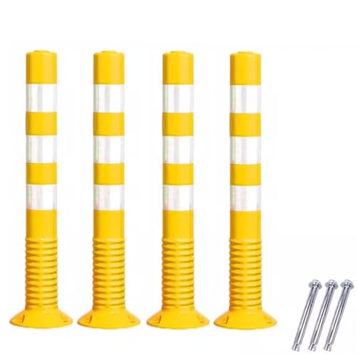 GHHVFEC Steel Parking Bollards Traffic Bers Safety Posts for Driveways 75cm Yellow Traffic Safety Cones 4-Pack Road Security Solutions