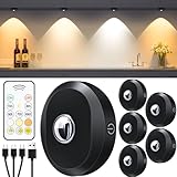 WILLED 6個 タッチライト キャビネットライト フィギュア ライト（リモコン付き） プッシュライト 貼り付けインストール タッチ操作＆IRリモコン対応 USB一対三の充電式 小型ledライト照明 3色温調節＆タイマー機能付き｜キッチン・キャビネット・ディスプレイケース用LED照明（ブラック）