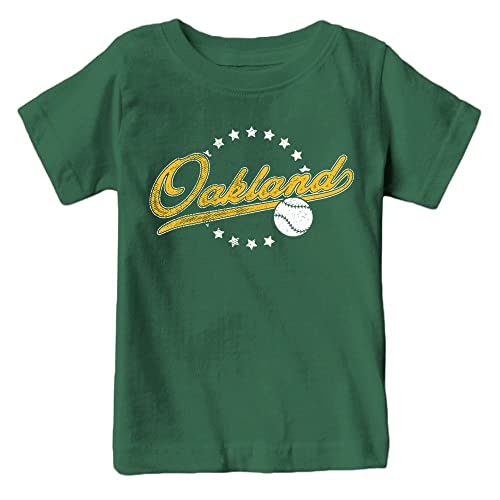 Oakland Baseball Vintage Kid's Fan T-Shirt (Green Shirt, YXL)