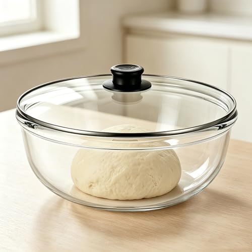 Tazón grande de vidrio 5.3QT con tapa, transparente miniatura 1