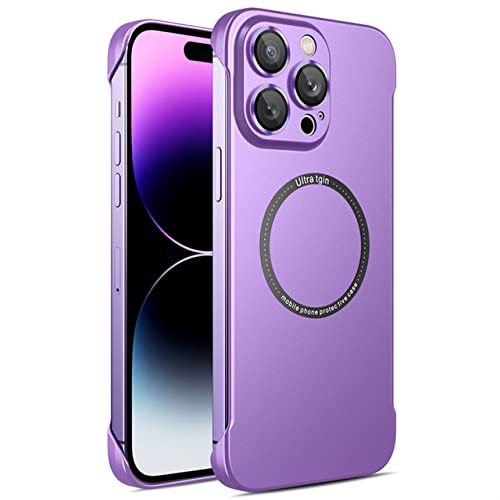 Coque magnétique iPhone 14 Plus violet foncé, idéale au quotidien avec protection verre photo