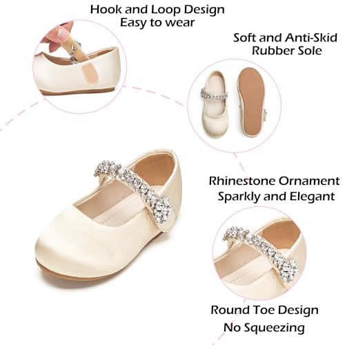 Image of PHIRAMIN Toddler Flower Girl Glitter Dress Shoes Little Girl Ballet Flats Bow Wedding Party