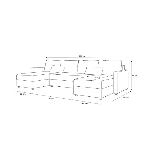Canapé d’angle MOSIA convertible 285 cm noir Tendencio