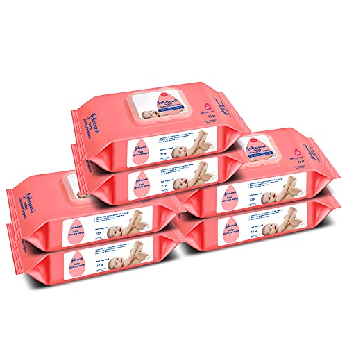 Johnson’s Baby Skincare Wipes with Lid, 72s Twin Pack (Buy 2 Get 1 Free) (432 Wet Wipes), White