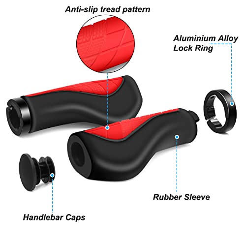 REETEE Bike Handlebar Grips Non-Slip Rubber Bicycles Grips with Aluminum Lock - Image 3