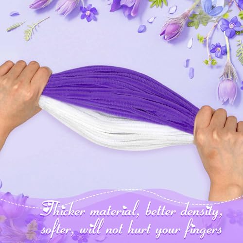 Image of Peryiter 500 Pcs Pipe Cleaners for DIY Flower Bouquets, Chenille Stems for Graduation Bouquet Crafts, Fuzzy Sticks for Handmade Flowers, DIY Gift, Art Projects(Purple Flower Color,12 Inch)