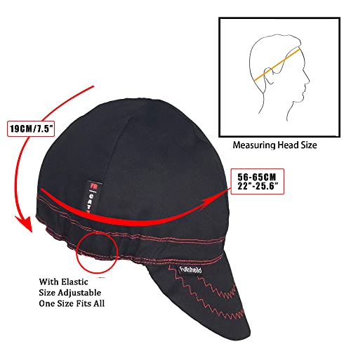 Fullsheild Fr Welding Cap Hrc2 Flame Resistant 2-Ply Cotton Reversible Welder Hat Hood Usa Standard Short Crown Black #TOP1