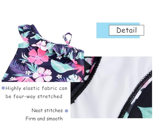 Image of Girls Two Piece Tankini Swimsuit Hawaiian Ruffle Swimwear Bathing Suit Set
