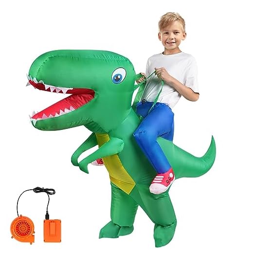 AOOWU Disfraz Dinosaurio Niños, Disfraz Hinchable con Sistema Inflable, para Halloween, Cosplay Cumpleaños Navidad Carnaval Fiesta Mardi Gras