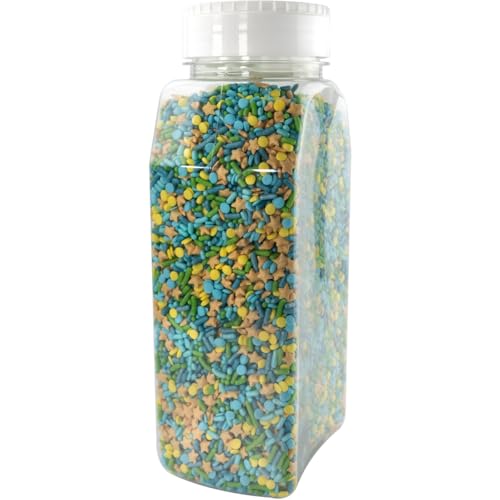 Image of Cake Mate Under the Sea Dessert Sprinkles, Easy-Pour Lid, 26 oz | Blue, green and yellow Under the Sea sprinkles add colorful texture to cookies, cupcakes, cakes and ice cream toppings