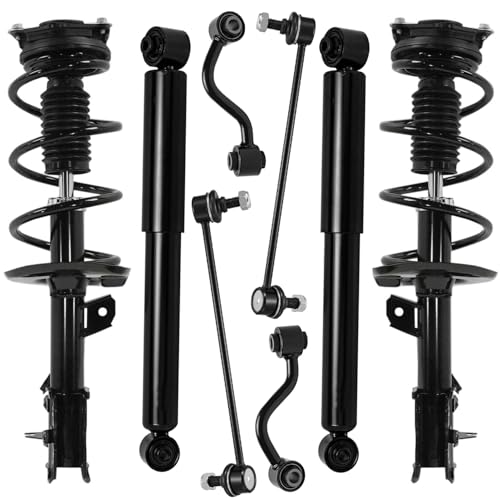 Image of Detroit Axle - FWD 8pc Struts Suspension Kit for 2012 2013 Nissan Rogue 2014 2015 Rogue Select, 2 Front Struts with Coil Spring 2 Rear Shock Absorbers 4 Front Rear Sway Bars Replacement