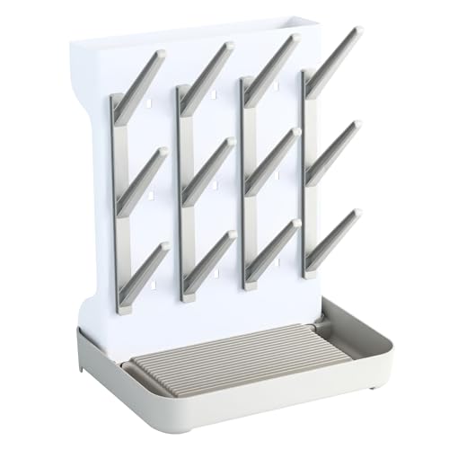 Miniatura 6 de Almar Baby Escurridor De Biberones Plegable Gris Y Blanco Soporte Portátil Para Botellas Y Accesorios De Bebé, Ideal Para Viajes Y Salidas, Compacto Con Bandeja Antigoteo