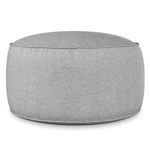 DESHOME - Puff reposapiés redondo Ø 100 cm relleno desenfundable para interior y exterior: Puff diseño para sofá sala de estar, dormitorio, puff reposapiés, puff salón Light puf (gris polvo)