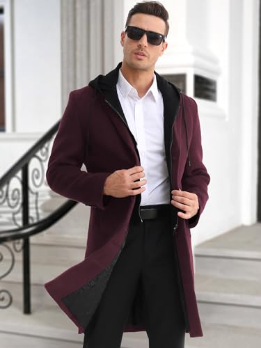 Image of APTRO Men's Wool Trench Coat Hoodie Winter Top Coat
