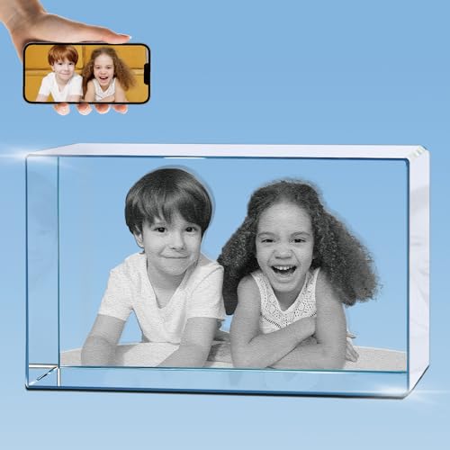 HAN'S LASER 3D Crystal Photo, Personalized Gift with Your Own Photo, Unique Father’s Day, Marriage, Memorial Present-Small Landscape