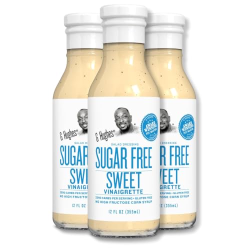 G Hughes Condimento per vinaigrette dolce senza zucchero, condimento per vinaigrette senza zucchero, condimenti per insalata senza glutine, vinaigrette senza zucchero, 350 ml (confezione da 3)