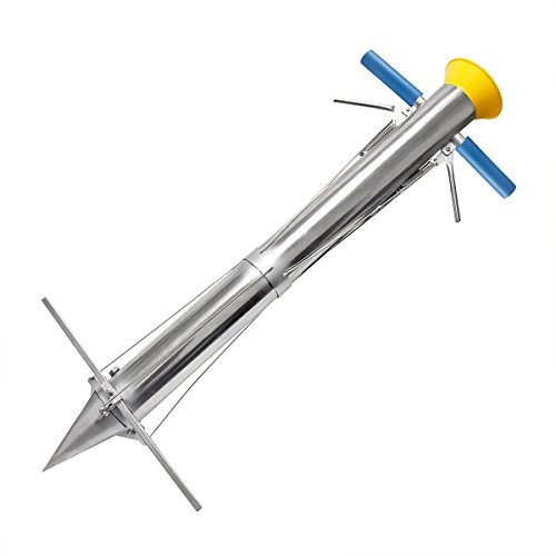 Signstek Long Hand-Held Seedling Transplanter, Seed Bulb Planter Machine with Sponge Handles, Plastic Funnel and Stainless Ruler for Vegetables, Fruits, Melons, Peanuts