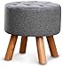 FLYTYSD Sgabello Imbottito Velvet Poggiapiedi Square POUFFE Sgabello Cambio Scarpe Poggiapiedi Gamba in Legno, Piccolo Tessuto Basso Poggiapiedi Poggiapiedi per Soggiorno Camera da Letto,Grigio